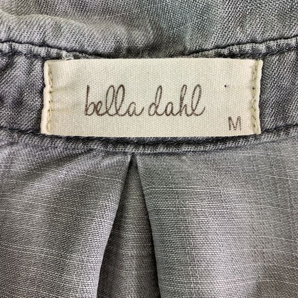 Bella Dahl frayed hem split back button down gray chambray - Picture 5 of 12